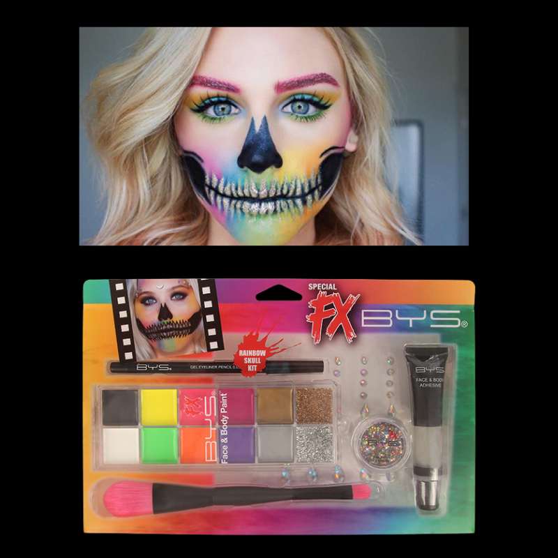 Neon Rainbow Skull Festival Makeup Starter Kit